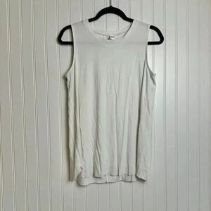 Spanx White Tank Top Size Medium Loose Fit, Sleeveless, Athletic Tank C45